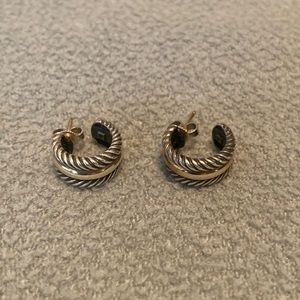 David Yurman Silver Cable with Gold Earrings
